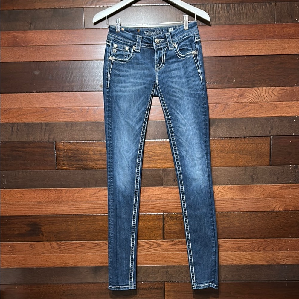 Miss Me Dark Blue Embellished Skinny Jeans
